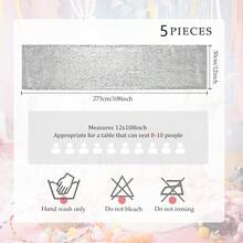 1/5pcs 12 X 108 Inch Silver Glitter Table Runner, Suitable For Wedding, Birthday Party, Holiday, Bridal Shower, Christmas, Daily Use, Outdoor - Multicolor - View 5