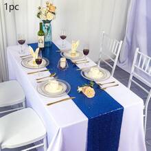 1/5pcs 12 X 108 Inch Silver Glitter Table Runner, Suitable For Wedding, Birthday Party, Holiday, Bridal Shower, Christmas, Daily Use, Outdoor - Multicolor - View 14