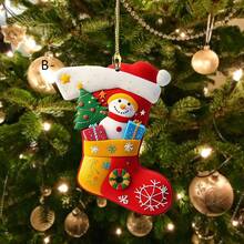 1pc Christmas Acrylic Flat Christmas Socks Santa Claus Snowman Elk DIY Christmas Tree Pendant, Christmas Party Banquet Banquet Decoration Accessories, Home Living Room Bathroom Hotel Living Room Decoration