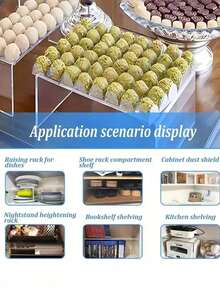 Thick Transparent U-Shaped Multi-Layer Dessert Display Rack, Food Display Rack, Multi-Purpose Transparent Storage Rack (Can Be Used To Display Small Statues And Perfumes), Cosmetic Storage Rack, Cake And Pastry Display Cabinet - Clear - View 9