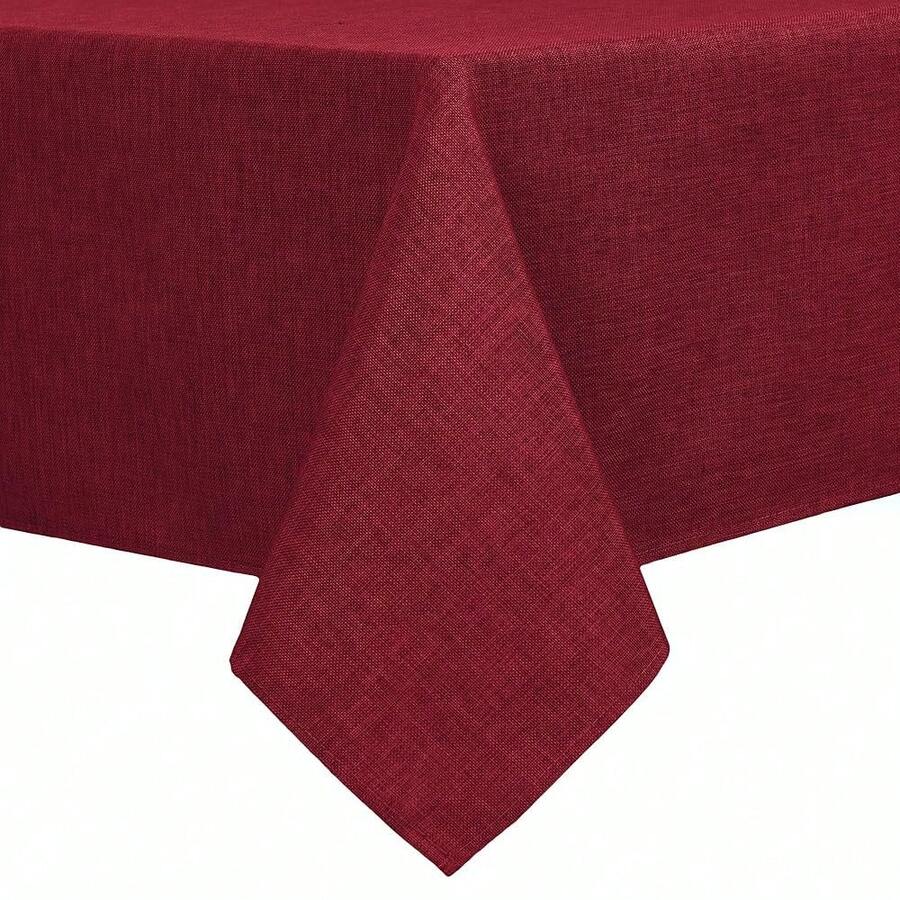 Faux Linen Rectangle Tablecloth - Wrinkle And Stain Resistant Washable Table Cloth For Kitchen Dining Room Holiday Table Cover For Dinner, Red, 54 X 120 Inch - Red120x54Rectangular - View 1