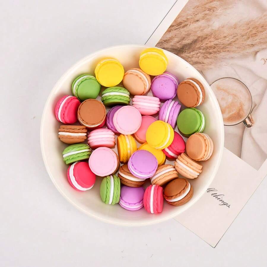 10/20/30pcs Random Mini Macaron Set - 3D Resin Handcraft, Suitable For Scrapbooking, DIY Decoration And Mobile Phone Accessories - Multicolor - View 1