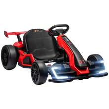 HOMCOM 24V Electric Go Kart For Kids, Ride On Racing Kart With Adjustable Seat, Battery Powered Drifting Ride On Car With Music, Light, Slow Start, Button Start, Horn, For 6-12 Years, Red - Red - View 2