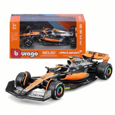 Burago 1/43 F1  MCL60 2023 BRITISH GP -  -  4, Diecast Model Car Ornaments Collection Alloy Racing Car Officially Licensed Collectible Gift Toy Racing Car Ornaments Birthday Christmas Gift