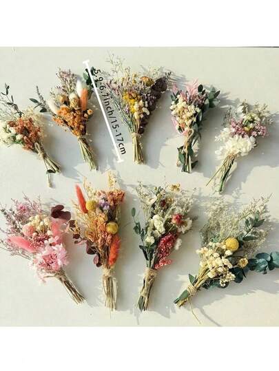 1/2/3/4/6/8/10/12 szt. Naturalny mini bukiet suszonych kwiatów, dekoracja domu, ozdoba na tort, prezent do skrzynki pocztowej, bukiet ślubny, dekoracja ślubna, mały bukiet suszonych kwiatów, dekoracja tortu