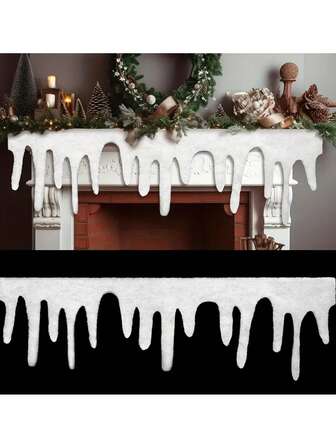 1/2pcs Christmas Artificial Snow Blanket, Icicle Snow Wall Blanket Roll, 47.24*14.17 Inch Table Runner Snow, Rustic Decor Throw, Christmas Decoration, Best For Christmas