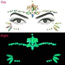 1 Sheet Face Gems Luminous Makeup Temporary Tattoo Stickers Acrylic Crystal Glitter Stickers Face Jewels Rainbow Tears Rhinestone For Party, Rave Festival, Music Festival, Dress-Up (5 Styles) - Multicolor - View 12
