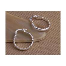 925 Sterling Silver Plt Hoop Earrings Small Twist Style 20mm Wholesale 20 Qty - 彩色 - 查看 2