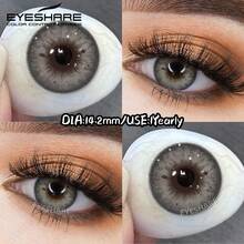 EYESHARE 1 Pair Colored Contact Lenses For Eyes Natural Brown Gray Colored Lens Contact For Blue Eyes Beauty Makeup Eye Lenses Yearly Use Green Beautiful Pupils, 14.2mm-No Power - 灰色 - 查看 4