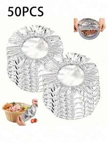 1/10/50片装可重复使用铝箔食品保鲜膜，适用于厨房和餐桌 - 隔热、保鲜，适合野餐、露营和居家使用，可重复使用食品包装，适合秋冬季食品储存和保鲜，万圣节/圣诞节适用 - 彩色 - 查看 11