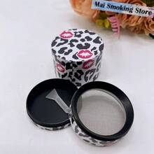 50mm Metal Leopard Print Tobacco Grinder 4-Layers Manual Crusher Mill Zinc Alloy Grass Mortar Grinder Tool Cigarette Accessories Gift - Black - View 2
