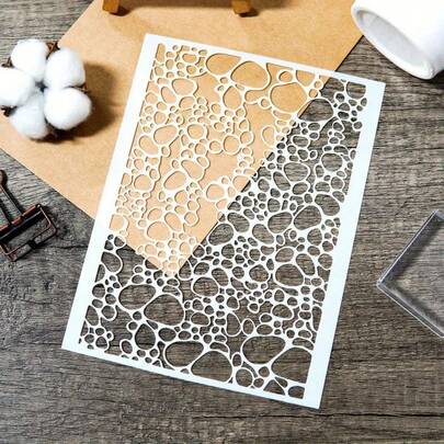 1pc Pebble Pattern Plastic Template, Suitable For DIY Crafts, Scrapbooking, Card Making And Embossing - Complex Circular Design For Art Projects, Greeting Cards And Photo Gifts, Reusable Craft Template