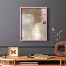 1pc Restickable Framed Modern Rustic Abstract Art Print, Wood Frame, Soft Geometric Shapes, Textured Brushwork, Contemporary Neutral Tones, Statement Wall Art Home Decor, Wall Art For Living Room, Entryway, Bedroom Art, Made In USA, Ready To Hang Art Prints - Pink - View 9