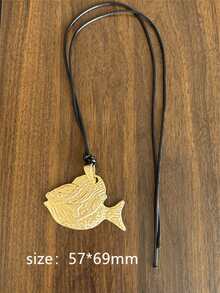1 Piece Matte Gold Large Boho Fish Tortoise Charm Pendant Chain Statement Necklace