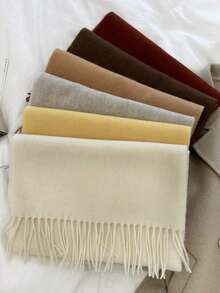 1 Stück klassischer einfarbiger Schal mit Quasten aus 100% Wolle für Damen & Herren, warm, dekorativ, vielseitig, eleganter Business-Stil, geeignet für den Outdoor-Einsatz im Herbst/Winter