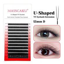 12 líneas en forma de U Extensiones de pestañas YY C D Curl 0.07mm Grosor 8-15mm Mezcla de longitudes Estilo Y Pestañas ligeras y premium de estilo plumoso de visón falso Abanicos de volumen premontados Aplicación fácil Flores automáticas Pestañas profesionales para uso en salón, Grupos de pestañas, Pestañas individuales, Pestañas, Pestañas postizas