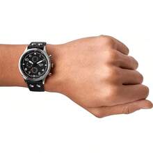 Fossil OSSIL Vintage Pilot Chronograph Watch For Men A Quartz Timepiece Featuring A Black Dial.
