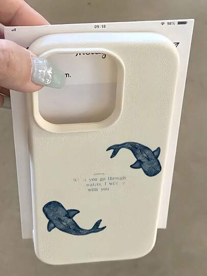 כיסוי טלפון עמיד בפני זעזועים מדגם Ocean בצבע לבן אחד עם דוגמת תנ"ך ולווייתנים כפולים בצבע לבן, תואם ל-Apple 16, 15, 14, 13, 12, 11 Pro Max וסדרה זו
