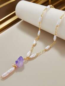 1 pièce Collier de perles baroques élégant, nouveau design minimaliste mode polyvalent affinant pour femmes, convient pour le port quotidien, le style vacances, bijoux pour femmes