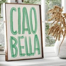 1pc Ciao Bella Poster Decoration, Wall Art, Girly Room Decor, Cute Wall Art, Pink Retro Poster, Wall Decoration Poster, Wall Canvas Decoration, Ideal Gift For Bedroom Living Room