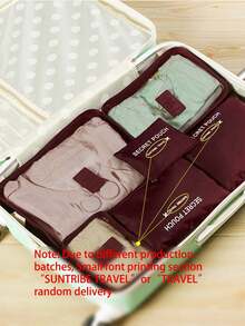 6pcs/1set Travel Storage Bags, Luggage Organizer, Large-Capacity Storage Bag, Cosmetic Bag, Toiletry Bag, Luggage Bag, Multiple Colors Available, Portable, Large Capacity, Waterproof, Dustproof, Foldable Storage Bag, Suitable For Storing Clothes, Shoes