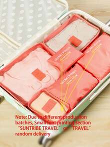 6pcs/1set Travel Storage Bags, Luggage Organizer, Large-Capacity Storage Bag, Cosmetic Bag, Toiletry Bag, Luggage Bag, Multiple Colors Available, Portable, Large Capacity, Waterproof, Dustproof, Foldable Storage Bag, Suitable For Storing Clothes, Shoes