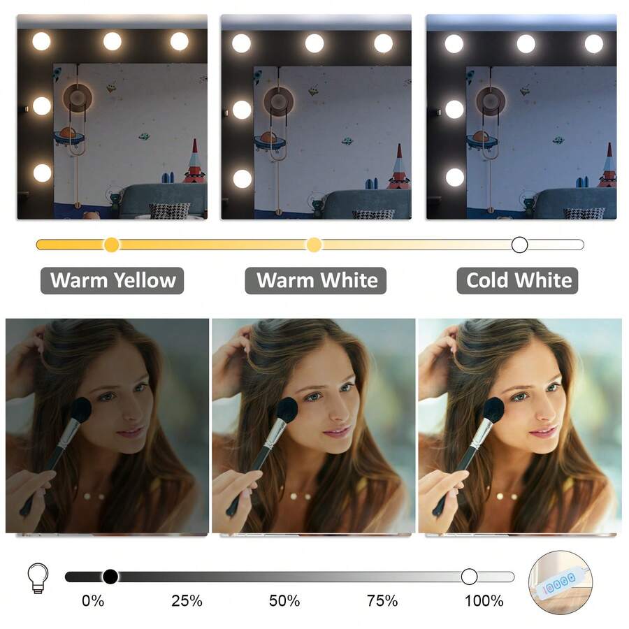 Black Modern Dressing Table Makeup Desk Set With 5Drawers &11 LED Mirror Vanity - White - View 1