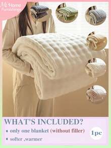 1 pieza Manta reversible suave y esponjosa de felpa de burbujas y sherpa, disponible en varios colores, decoración del hogar minimalista y de moda, adecuada para dormitorio, dormitorio de niños/niñas, siesta en el sofá, siesta en la oficina, regalo perfecto para el Día de San Valentín, lavable a máquina