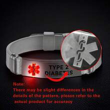 1pc Stainless Steel Medical Alarm Bracelet, Diabetes Bracelet, Medical Warnings, Type 1 Diabetes, Outdoor First-Aid Wrist Strap, Made Of Silica Gel, Comfortable To Wear And Skin Friendly(Luminous Style And Regular Style (With No Special Remarks For Regular Models) - Multicolor - View 16