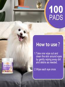Cat Eye Cleaning Cotton Pads, Remove Tear Stains; Pet Eye Care Wet Wipes, Clean Eye Area Dirt And Skin Around Eyes. Dog & Cat Eye Wet Wipes - Gently Remove Tear Stains, Eye Debris, Secretions And Mucus - Coconut Oil Cleansing, Beautify And Remove Eye And Facial Odor - 100 Sheets