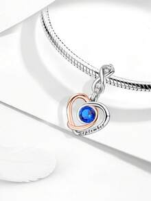 1个925纯银爱心月份吊坠，适合DIY手链，女士饰品 - 銀色 - 查看 8