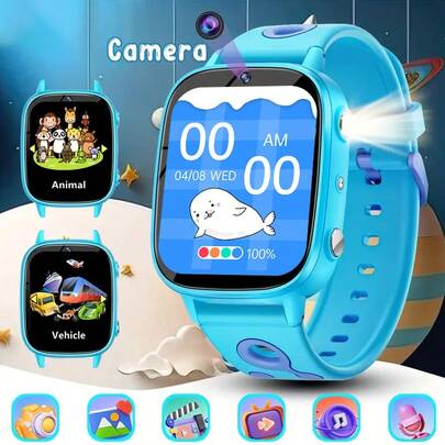 500mAh Battery Child Smart Watch 1.8 Inch Kid Smart Watch With Mini Camera/Video Recording/26 Games Watch/Audiobook/Pedometer, Calculator/Outdoor Flashlight, Alarm Clock Children's Day Birthday Gift Child Women's Smart Watch For Boys Girls