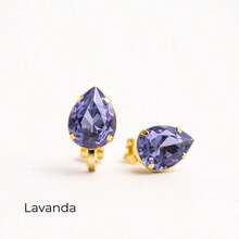 Ear Without Piercing Drop Clip-On Earrings With Crystal | Gold Plated | NO EAR PIERCING REQUIRED - Lilac Purple - View 1