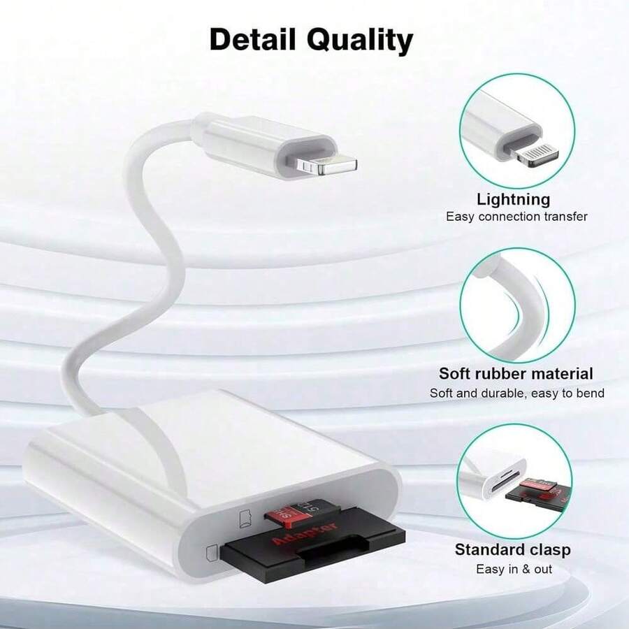 1pc 2-In-1 SD/TF Card Reader Compatible With IPhone 17 Pro Max/17 Pro/17 Air/17/16/15/14/13/12/11/XS/XR/8/7/6, S25/S24/S23/S22/S21, IPad, Laptop Series