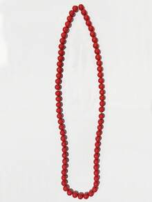 1pc Bohemian Style Plastic Bead Geometric Smooth Beaded Long Necklace, Handmade For Women, Can Be Worn Double Layer, Suitable For Summer Beach, Holidays, Daily Party Accessories