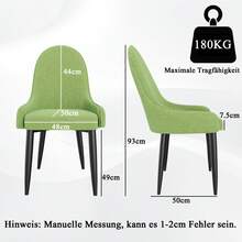 Dining Chairs Set Of 2, Modern Upholstered Fabric Kitchen Chairs, Dining Table Chairs With High Back And Metal Legs - 綠色 - 查看 2