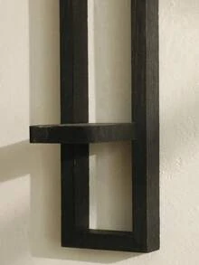 1件/2件复古乡村风格木质壁挂式置物架，黑色简约几何设计，适用于室内客厅墙面、窗台、壁炉架、室外花园墙面（不含蜡烛） - 彩色 - 查看 9