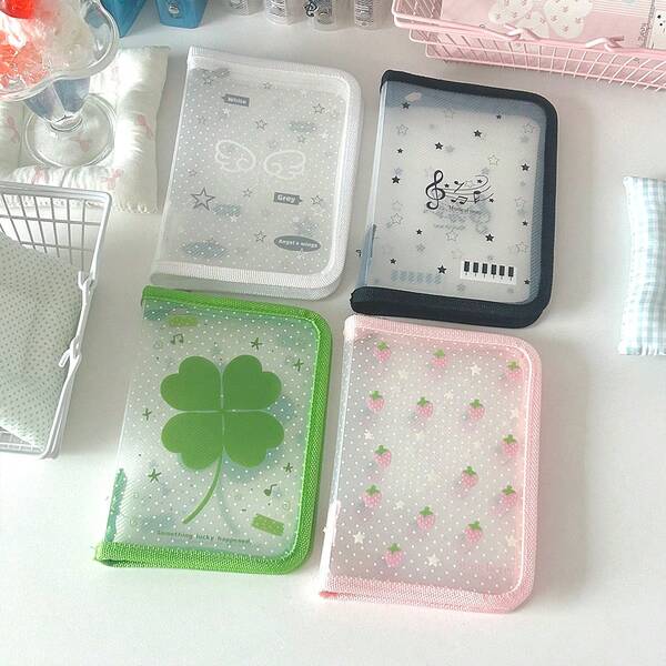 Waka Waka Portable A6 Striped Transparent Storage Pouch, Sticker, Memo Pad, Large Capacity Storage Bag