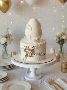 1 cái/3 cái/5 cái Phụ kiện trang trí bánh kem acrylic cho tiệc tiết lộ giới tính em bé, trang trí bánh kem mừng em bé chào đời, trang trí bánh kem tiết lộ giới tính "bé trai hay bé gái", phù hợp cho tiệc mừng em bé chào đời tuổi teen và tiệc sinh nhật, hoàn hảo để trang trí bàn tráng miệng, trang trí bánh, dụng cụ trang trí bánh tự làm, trang trí bánh, dụng cụ làm bánh, đồ dùng nhà bếp, quà tặng ngày lễ - Vàng - Xem 7