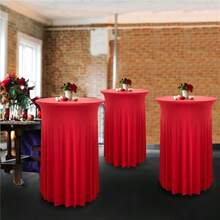 Khăn trải bàn cocktail co giãn 24/32 inch, khăn trải bàn tròn cho quầy bar cao, khăn trải bàn kiểu váy hè dệt kim, thiết kế rủ mềm mại, khăn trải bàn co giãn cho phòng tiệc và quầy bar. - Nhiều màu - Xem 7