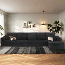 NIZULA FOAM 164"Oversized L Shape Sofa, (Gray)Modern Modular Couch For Living Room Bedroom,No Assembly Required, Ready To Use, Comfy Plush Corduroy Fabric ,Sofa De Sala,Couch,Sofa Cama,Muebles Para Sala,Couch For Living Room, Living Room Furniture, Muebles, Bedroom Furniture Set, Recliner Chair For Adult, Living Room Set Furniture, (The Single Chair Is Available Separately Or To Pair With The Sofa) - Ghế dài hình chữ L màu xám quay mặt phải - Xem 1