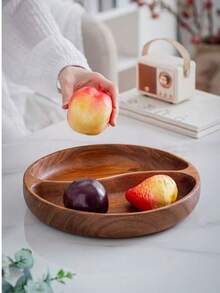 优雅的相思木椭圆形托盘 - 微波炉，多用途，用于沙拉、甜点、水果、坚果和小吃，抛光表面 - 非常适合厨房装饰和桌面展示，圣诞节 - 1件 - 查看 10