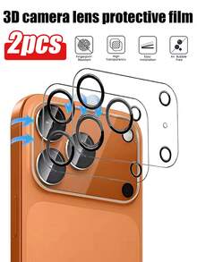 2PCS Camera Lens Protector Compatible With Iphone 17 17Pro 17Pro Max 16 15 14 13 12 11 16Pro Promax 3D Rear Lens Tempered Glass Film Compatible With Iphone 17 Air 17 Lens Cover Anti-Scratch, Tempered Glass, Easy To Install. - Clear - View 21