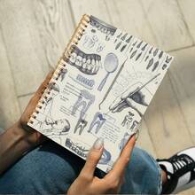 1本牙科螺旋笔记本 - A5 复古牙科插图和解剖图 - 适用于牙科学生、专业人士、医学生 - 理想的医疗礼品、牙科礼品、职业日志、教育插图、精细草图 - A5 - 查看 5