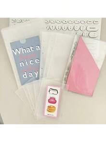 1 Pack 5pcs A5 A6 A7 Binder Storage Bags, Binder Accessories, Durable PP Ticket & Coin Organizer Bags, Monthly & Yearly Planner Storage Bags - Rectangle - View 3