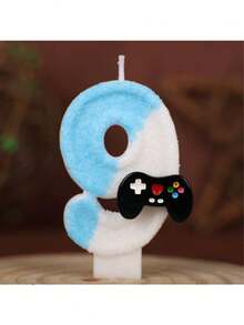 1Pc Gamepad Themed Number Candle (0-9), Glitter Game Controller Birthday Cake Candle, Creative Digital Candles For Birthday/Wedding Anniversary Party Decoration Supplies
