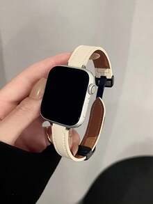 1条复古皮革磁吸表带，兼容38/40/41/42/44/45/46/49mm Ultra/Ultra2/SE/SE2/11/10/9/8/7/6/5/4/3/2/1等型号手表，适合作为返校礼物 - 米色 - 查看 4