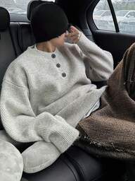 セーター メンズ ニット 春秋冬 クルーネック ボタン 長袖 カジュアル おしゃれ ニット トップス 暖かい 防寒着 ニットセーター 通勤 通学