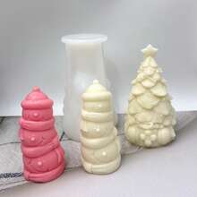Christmas Tree & Snowman Candle Silicone Mold, DIY Christmas Decor Silicone Mold Set