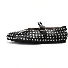 Arqa Mesh Ballet Flats For Women Buckle Strap Comfy Mary Jane Flats Fishnet Causal Daily Dress Ballerina Flat ShoesChristmas - 黑色 - 查看 10